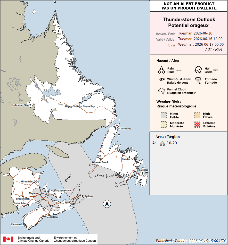 Atlantic Thunderstorm Outlook for Today