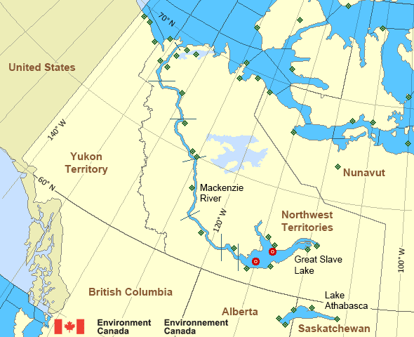 Map of Mackenzie - Mackenzie River marine weather areas