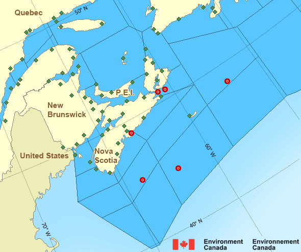 Map of Atlantic - Maritimes marine weather areas