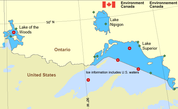 Map of Great Lakes - Lake Superior marine weather areas