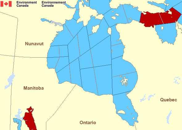Map of Hudson - Hudson Bay marine weather areas