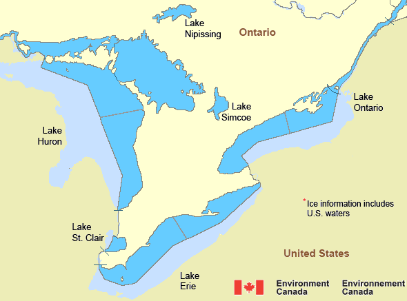 Map of Great Lakes - Lake Huron marine weather areas