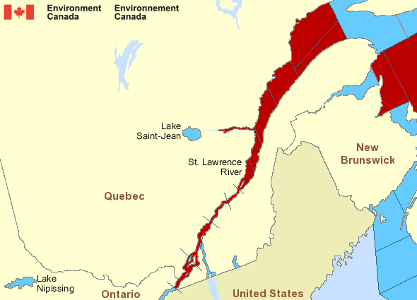 Map of St. Lawrence - St. Lawrence River marine weather areas
