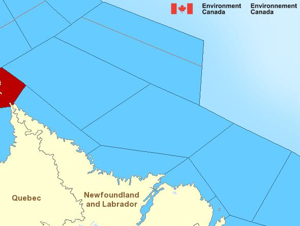 Map of Atlantic - Labrador marine weather areas