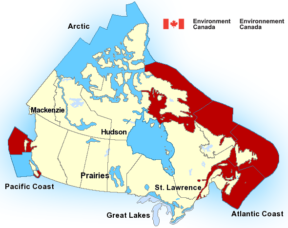 Map of Canadian marine weather areas